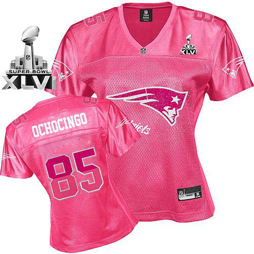 Patriots #85 Chad Ochocinco Pink 2011 Women's Fem Fan Super Bowl XLVI Stitched NFL Jersey